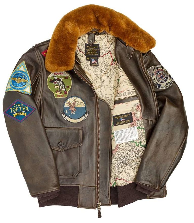 Blouson Aviateur En Cuir Top Gun NAVY G-1 COCKPIT USA Ex AVIREX ...