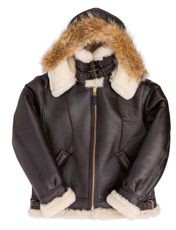 Blouson Bombardier B3 En Cuir Mouton Shearling Avec Capuche COCKPIT USA ...